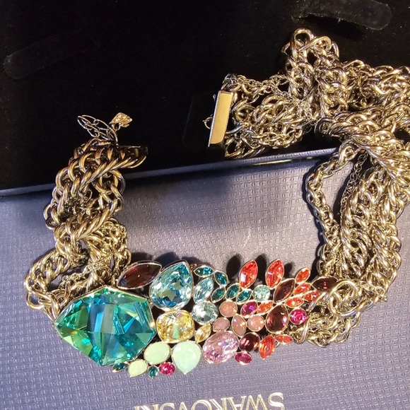 Authentic Swarovski beautiful Multi Color Tropical Collar Necklace NIB. - Picture 7 of 15